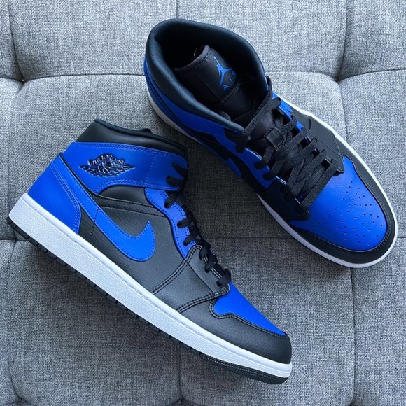 🖤💙🤍 Men's Air Jordan 1 Retro Mid black blue - Picture 3 of 4